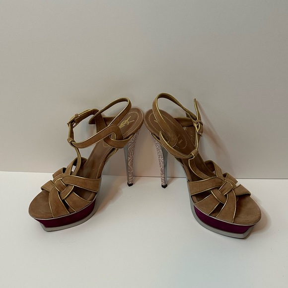 YSL Suede Tribute Platform Sandals Size 37 - Picture 5 of 9